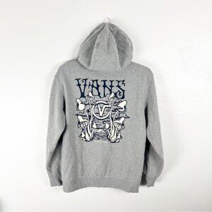 VANS Gray Peace Kangaroo Psychedelic Mushroom Pullover Hoodie Sweatshirt Medium